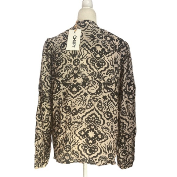 Chufy Gardenia Blouse Lightweight Voile Stencil Print NWT Top Button Front - Picture 7 of 16